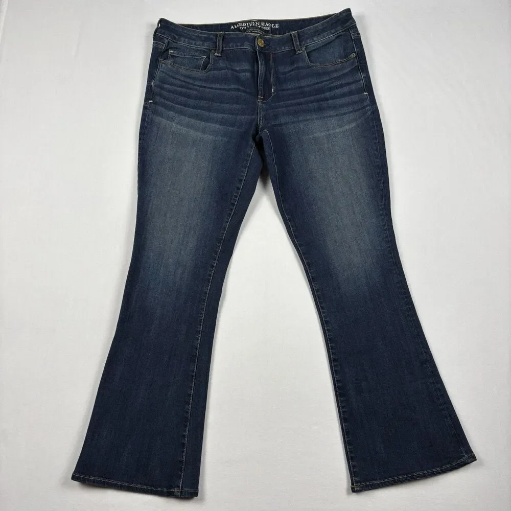 American Eagle Jeans Skinny Kick Boot Cut 360 Super Stretch Womens Size 16 Blue